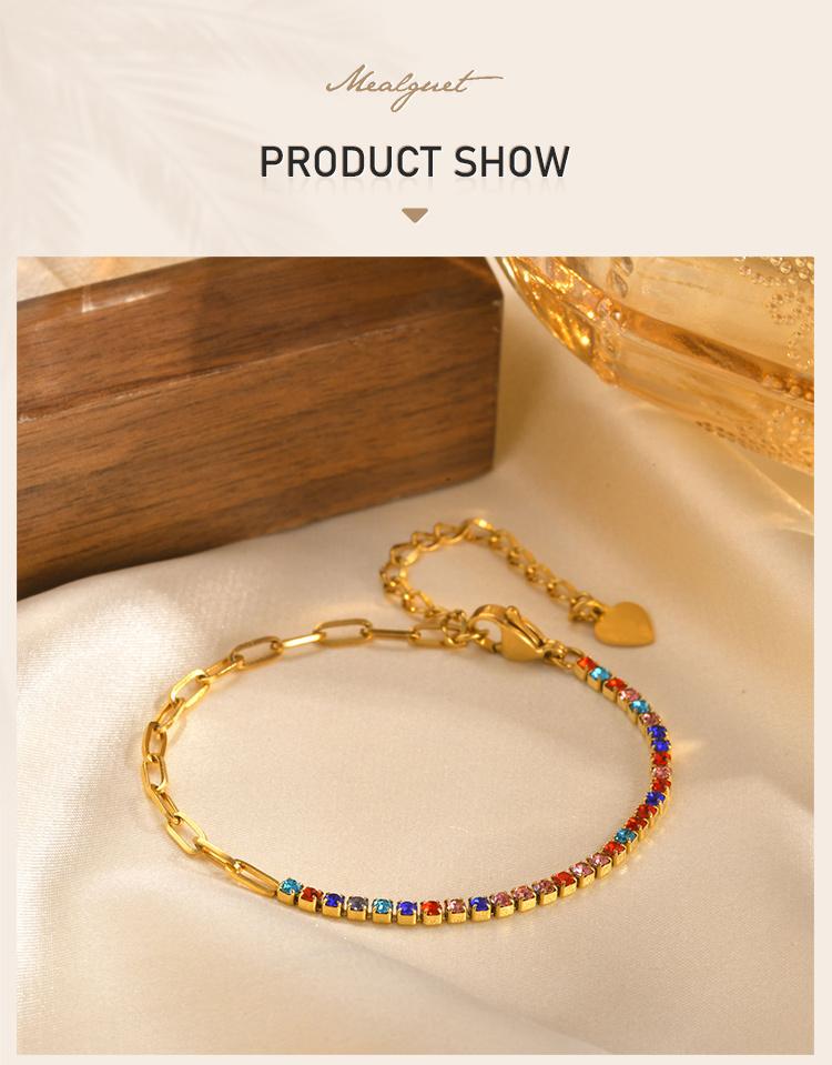 Tennis Bracelets, Paperclip Link Chain Bracelet for Women, Stainless Steel Layered Hand Wristband Accessories