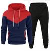 Autumn Winter Tracksuit Men Patchwork Hooded 2 Piece Sets Mens Outfits Suit Men Fleece Sport Hoodie Sweatpants Two Piece Sets