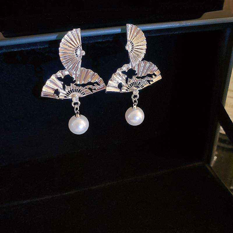 Silver needle dripping oil water drop fringed earrings antique literary and versatile earrings new Chinese retro temperament earrings women