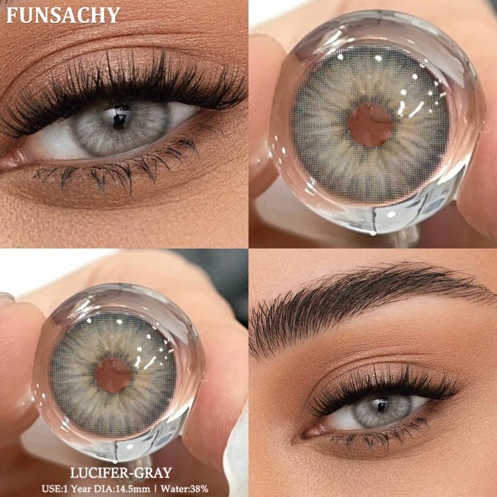 FUNSACHY 1 пара контактных линз натурального цвета для глаз, косметические цветные линзы, коричневые контактные линзы, ежегодные косметические цветные линзы для глаз
