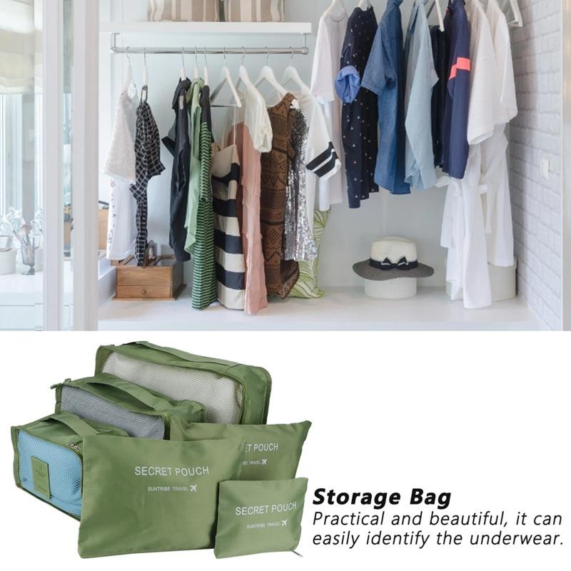 6-Piece Set Storage Bag Clothing Sorting Bag Luggage Suitcase Packing for Travelling Luggage Travel Storage Bag