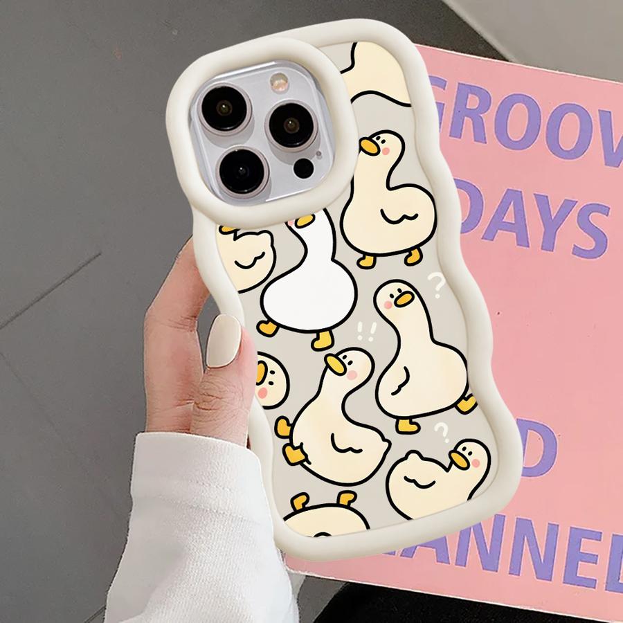 Мультяшный Динозавр Гусь Мягкий Чехол для Телефона для iPhone 13 17 Air 14 12 8 XR 15 Plus 11 16 Pro Max