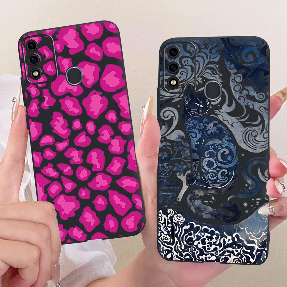 For ITEL A48 Cute Flower Butterfly Cat Painted Case For Itel A48 Black Silicone Soft Phone Cases