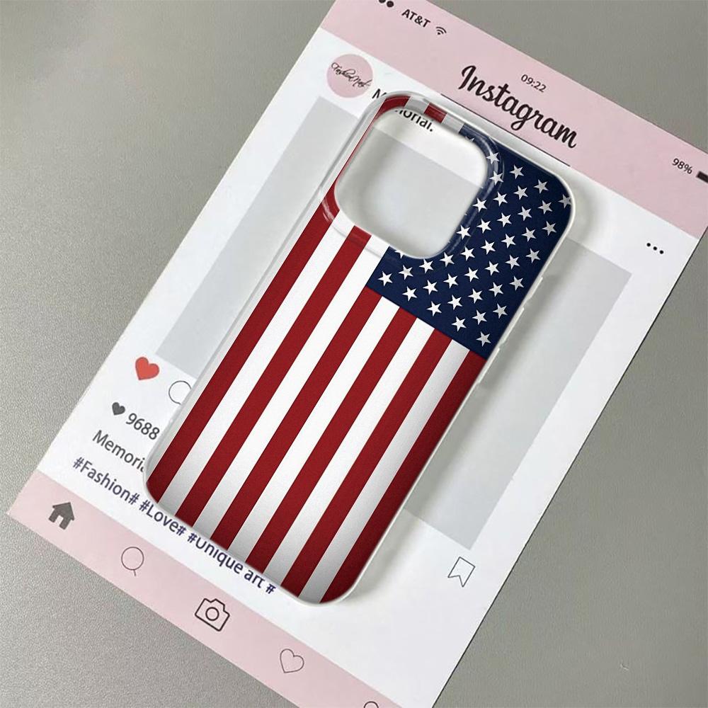 Чехол для телефона с флагом США для iPhone 11 12 13 Pro Чехол 14 15 Plus 16 17 Pro Max 17Air Чехол Силиконовый Мягкий Прозрачный Ударопрочный Чехол