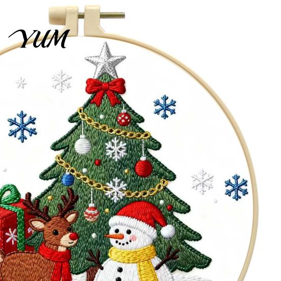 Christmas Gift Ideas Embroidery Kit, DIY Holiday Ornament Craft Xmas Tree Box Pattern, Supplies Festive Needlework Sewing Kit for Adults Teens,