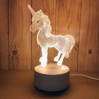 Creative 3D LED Night Light 7 Color Acrylic Veilleuse ABS Plastic Base LED Night Lamp for Children's Room Table Desk Use