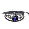 Unisex Snap Bracelet Weaving Fashion 12 Constellation Bead Leather Charm Couple Bangles Gifts