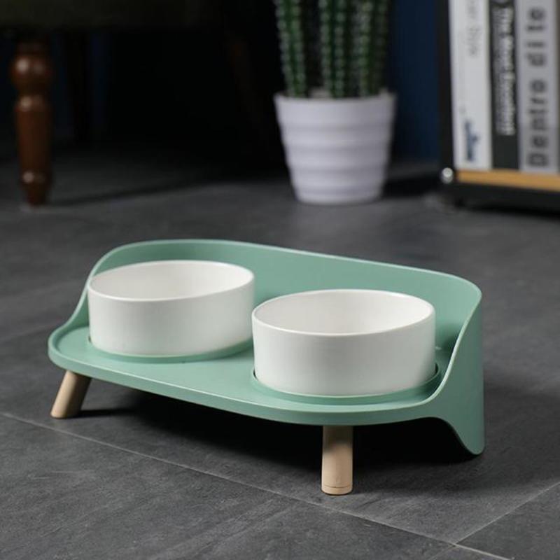 Double Feeding Bowl Collar Protect NONSLIP Ceramic Cat Feeding Bowl for Dog | DOGS EATING