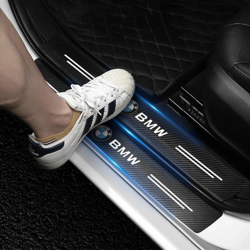 4Pcs Car Door Threshold Carbon Fiber Scuff Plate Sticker Accessories for BMW Performance F25 F26 F15 F16 E90 E91 E92 E60 E84