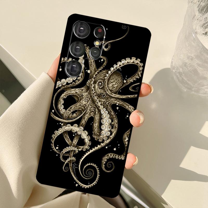 Океанский Чехол с Осьминогом в Эстетичном Стиле Для Samsung Galaxy S25 Ultra S21 S22 S23 S24 Ultra S9 S10 Plus S20 FE S24 FE Задняя Крышка