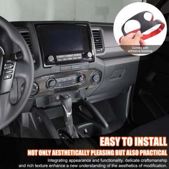 Soft Carbon fiber Console Air condition Cover Trim for Nissan Frontier 2024+