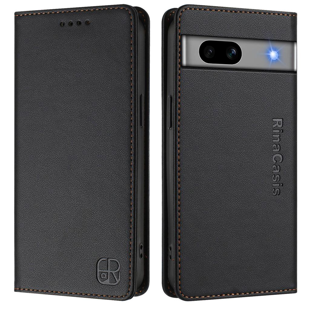 For Google Pixel 7a Leather Case RINACASIS RC01 Phone Cover with RFID Blocking Wallet Stand