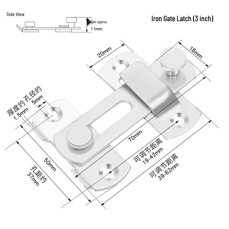 Нержавеющая сталь 90° Задвижка-шпингалет для раздвижных дверей для ванной комнаты и окон