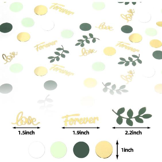 Greenery Wedding Table Confetti,Bridal Shower Decorations,Sage Green Love Confetti for Engagement Table Decorations