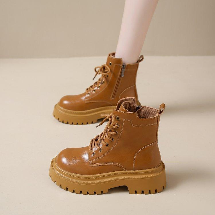 Ботинки женские весна-осень с юбкой короткие ботинки толстая подошва ретро внутренняя толстая подошва модные и удобные