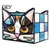 Corgi Relief Storage Container Stained Glass Style Pen Holder, Unique Acrylic Desktop Organizer, 3D Home Office Desk Supplies Embossed Pattern Planter