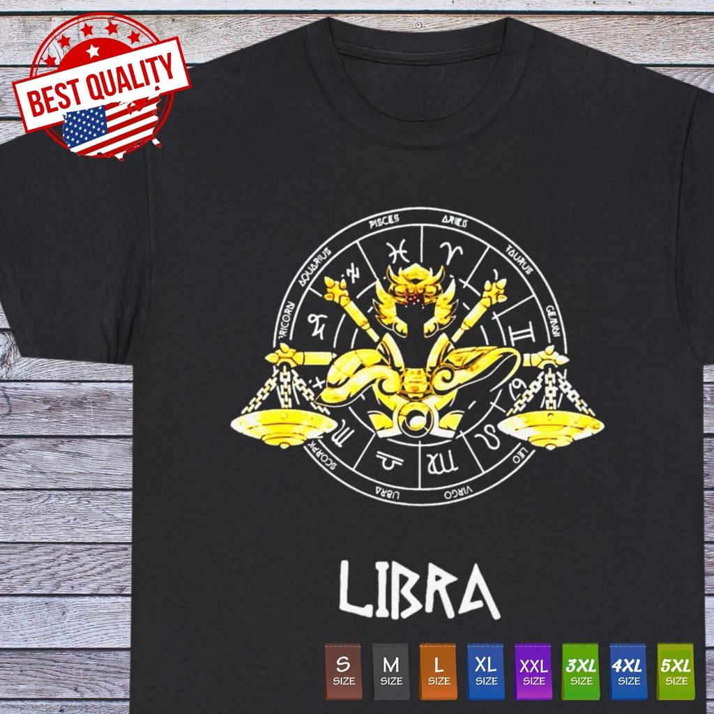 Libra Zodiac T Shirt 90s Anime Clothing Manga Japanese Tee Otaku Birthday Gift
