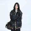 Ретро женская куртка из искусственной кожи на молнии, весенне-осеннее женское пальто с длинными рукавами, женская верхняя одежда из ПУ кожи