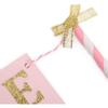 One Cake Topper for Baby Girls - Pink and Gold Cake Topper Banner for 1st Birthday, First Birthday CakeTopper, Paper Straw CakeTopper, Cake Smash