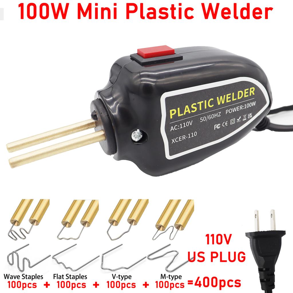 100 Вт Машина для сварки пластика Сварочный аппарат для пластика с 400 шт./1200 шт. скоб Горячий степлер Сварочный пистолет для ПВХ Инструменты для ремонта автомобильных бамперов