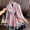 Luxury Embroidery Cashmere Winter Scarves Women Pareo Cape Warm Muslim Modal Hijabs Shawl Chunky Headscarf Ladies Elegant Poncho