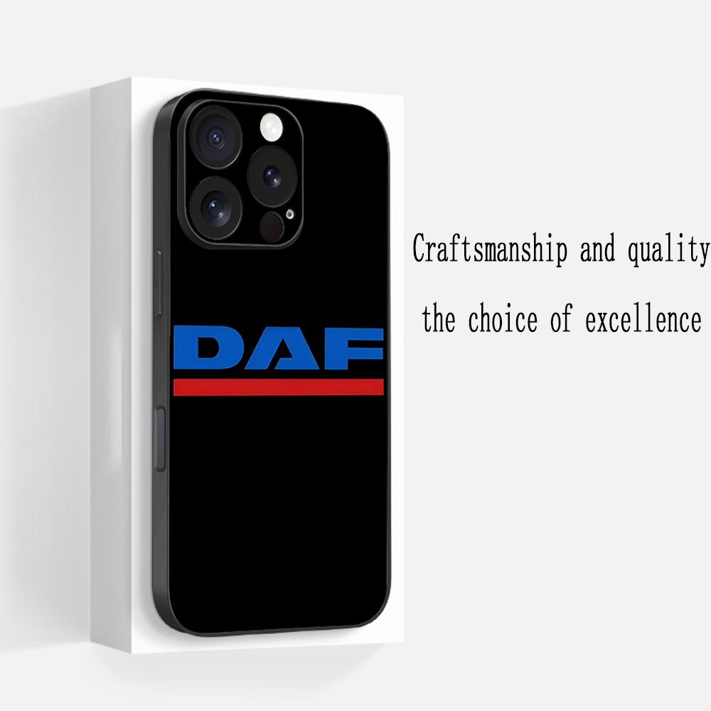 Логотип D-dafs логотип автомобиля модный узор Чехол для телефона Для iPhone 17 16 e 15 14 13 12 Plus Mini Pro Max Мягкий черный Ударопрочный чехол