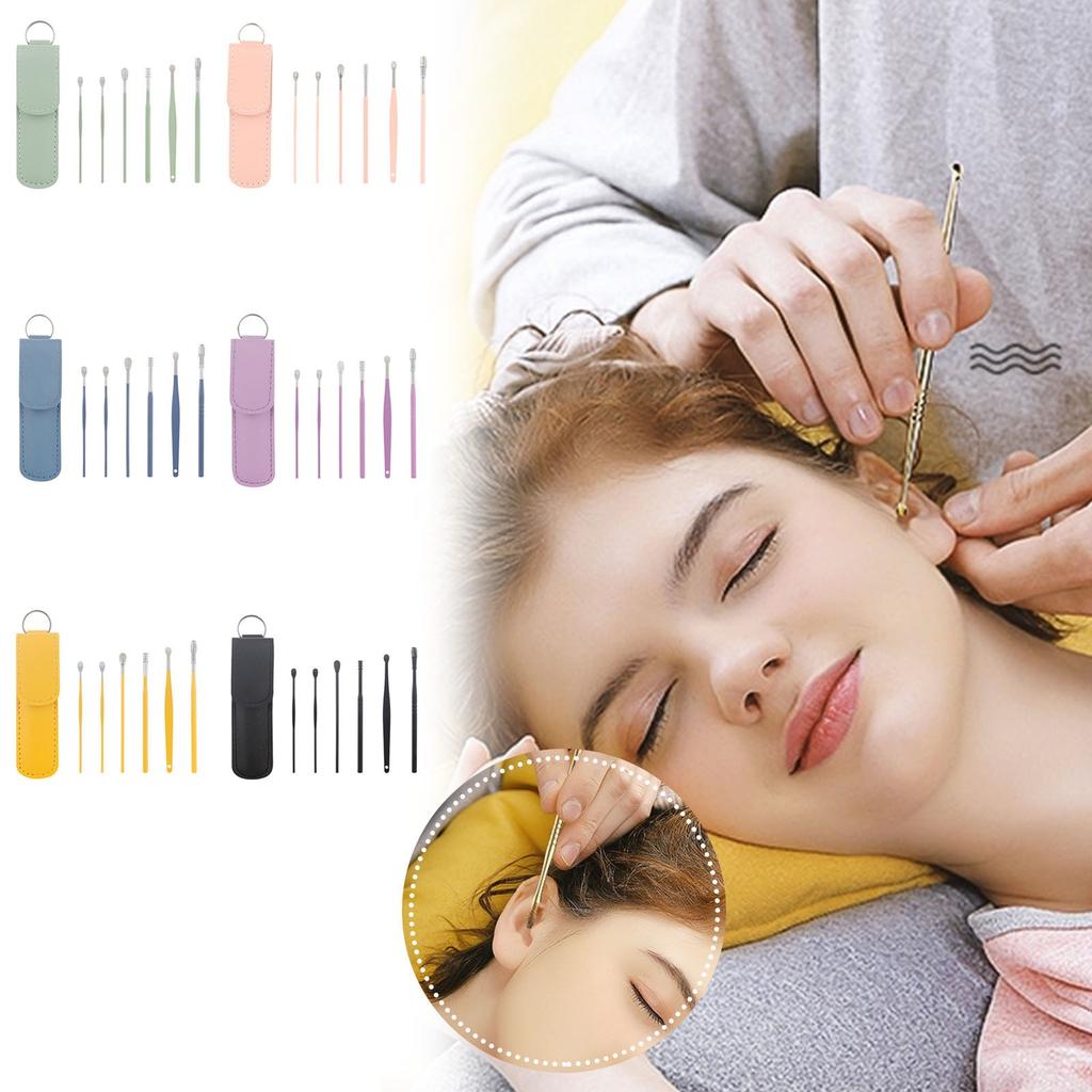 Инновационный инструмент для очистки ушной серы, 6-компонентный инструмент для удаления ушной серы из нержавеющей стали, очиститель ушей с сумкой для хранения для очистки ушной серы