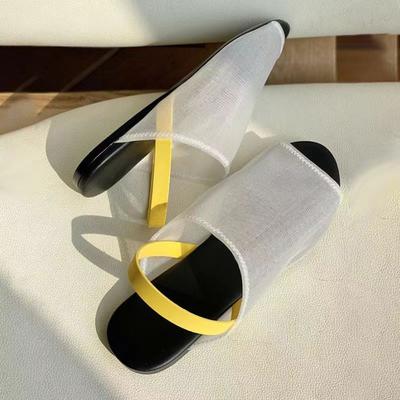 Женские сетчатые сандалии с полупрозрачной дышащей плоской подошвой, женские новые полутапочки с открытым носком, дизайнерские сандалии