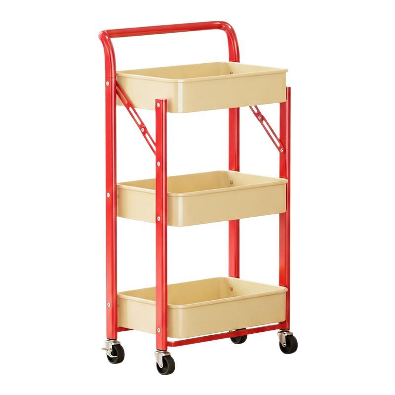 3-Tier Foldable Rolling Storage Cart Kitchen Living Room Snacks Gap Space Organization Steel Frame