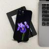 Ароматный чехол с ирисами для Apple iPhone 15,14,13,12,11,Pro,X,XS,Max,XR,Plus,Mini Мягкий черный чехол
