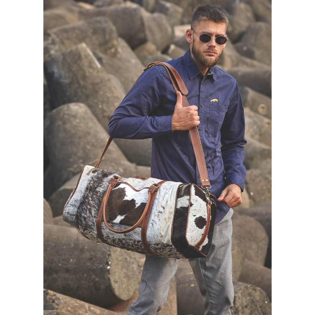 New Bag Amore Cowhide & Leather Duffle Travel