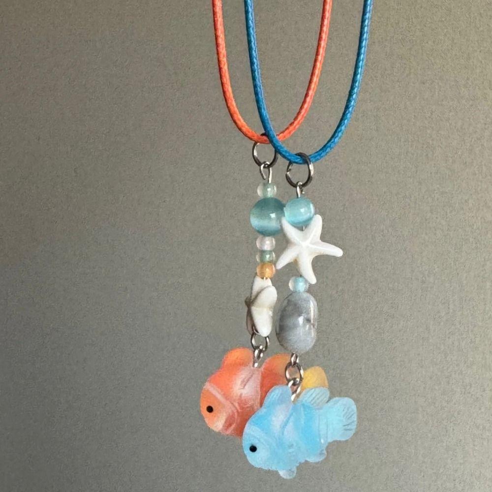 Minority Design Cute Fish Necklace Korean Style Resin Ornament Clavicle Chain Student