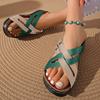 Женские сандалии лоскутной расцветки на толстой подошве, шлепанцы на танкетке с вырезами, повседневные пляжные сандалии, лето 2025, Sandalias Mujer