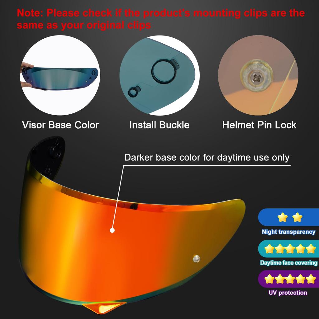 PSLER Визор для шлема Солнцезащитный козырек для шлема Щиток Ветрозащитная линза для шлема Совместим с C10 HJ-34P Визор-C10 HJ-34P
