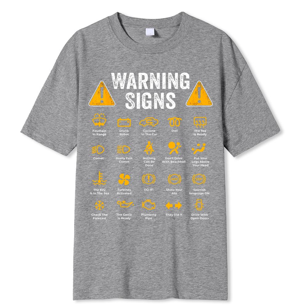 Funny Driving Warning Signs 101 Auto Mechanic Gift Driver TShirt Oversized Casual T Shirt Cotton Mens Tops Tees Cotton Clothing