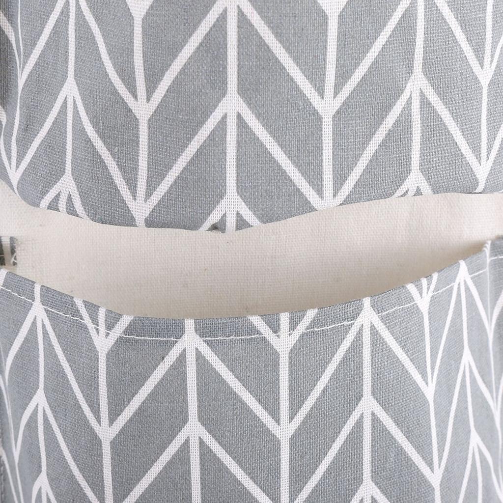 3 Pockets Cotton Linen Wall Hanging Storage Bag Door Pouch Bedroom Home Office Organizer Gray