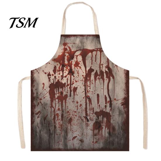 Novelty Barbecue Apron Halloween Butcher with Realistic Blood Stain, Washable Protective Work Apron, Adult Props Horror Costume Prop for Cosplay
