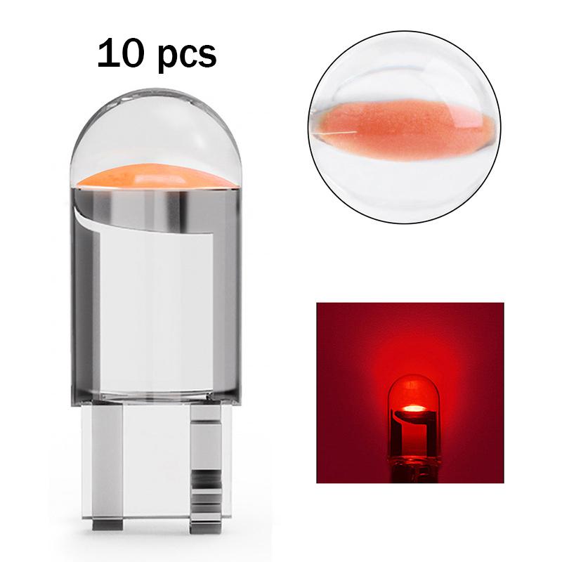 10 шт. T10 Автомобильная лампа COB Стекло 6000K Белый Лампа номерного знака Купольная лампа для чтения ДХО Светодиодная лампа Стиль 12 В Светодиодный свет для автоаксессуаров