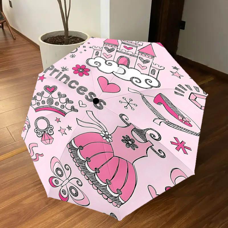 1PC Princess Castle Umbrella-8-Rib Reinforced Portable Folding Travel Suitable for All Seasons Outdoor Daily Use  -J0329