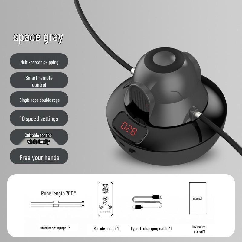 Умная электрическая скакалка с 10 уровнями регулировки и счетчиком с дистанционным управлением для тренировок детей