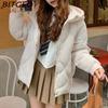 BITCED Loose-Fit Women's Winter New Arrival Short Casual Hooded Oversized Cotton Coat, Cotton Jacket, Padded Jacket