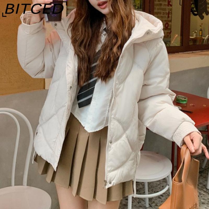 BITCED Loose-Fit Women's Winter New Arrival Short Casual Hooded Oversized Cotton Coat, Cotton Jacket, Padded Jacket