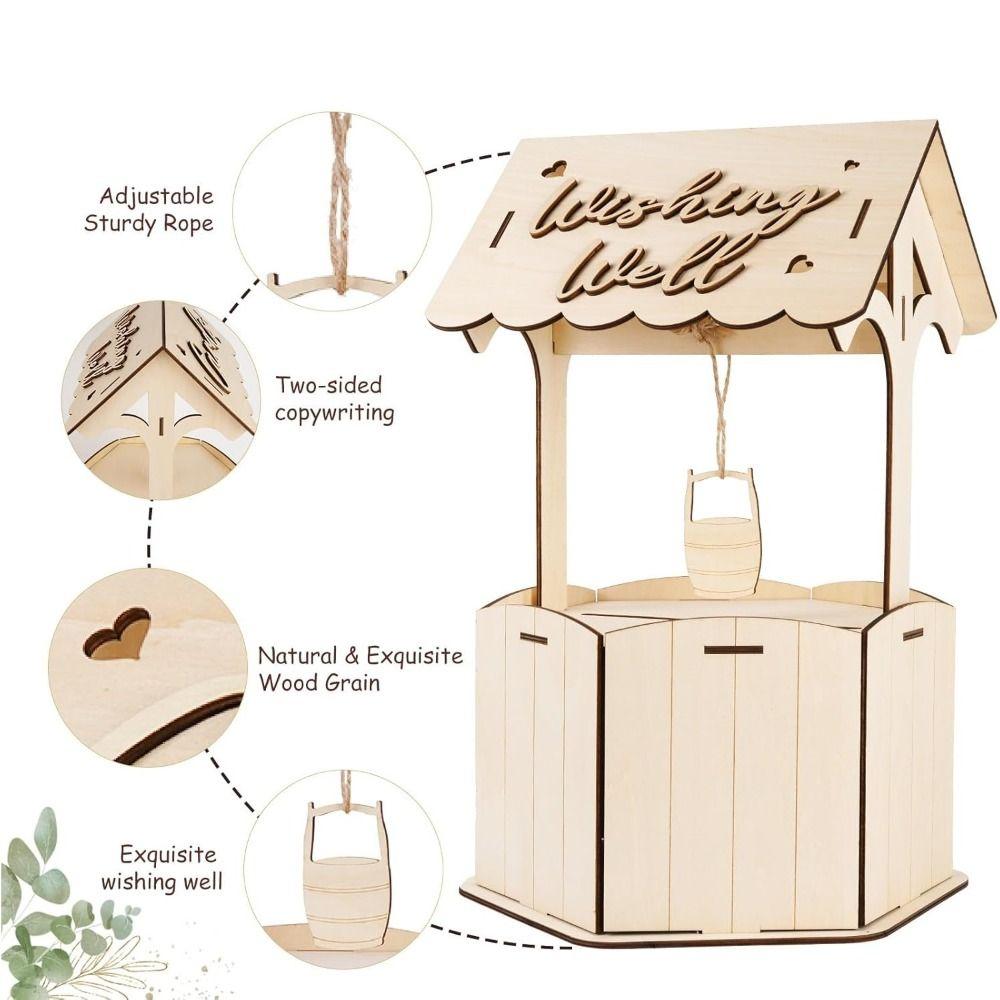 Natural Wooden Gift Card Box Wood Craft Receiving Box Wishes Wedding Card Box  Wedding Party