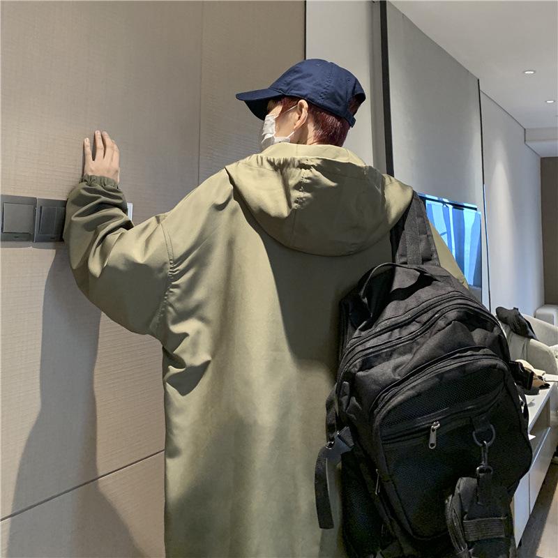 Мужская бейсбольная куртка в стиле ретро: С капюшоном, Свободный крой, Повседневный, Однотонный для весны/осени