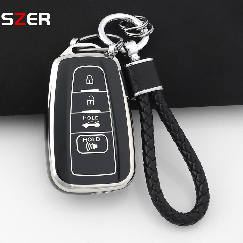 Чехол-брелок на 4 кнопки из ТПУ для автомобильного ключа Toyota Chr Camry Corolla Rav4 Highlander C-Hr Prius Land Cruiser Prado Брелок