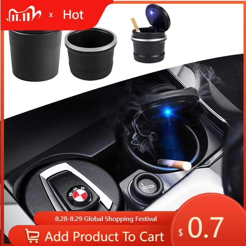 Car Sticker New Car Portable LED Ashtray With Blue Light Car Styling Smokeless Ash Tray For BMW E34 E36 E60 E90 E46 E39 E70 F10