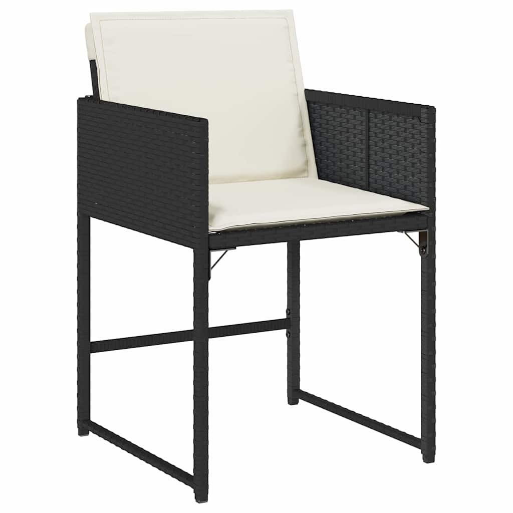 Garden Dining Set with Cushions 9 pcs Black Poly Rattan