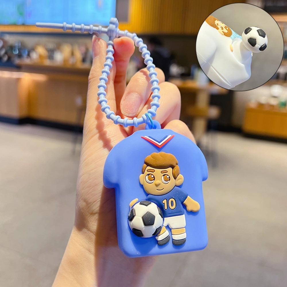 Silicone Football Keychains Sports Themed Soccer Player Keychain Charm Commemorative Gift