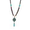 Boho Lucky Gift Ethnic Jewelry Party Buddhist Mala Wood Bead Horn Fish Pendant Nepal Necklace