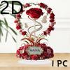 2D Acrylic Ornament Red Rose Pattern Roses Mother Flat Elegant Desk Decora Filial To Mother Gifts A Gift for A Girlfriend